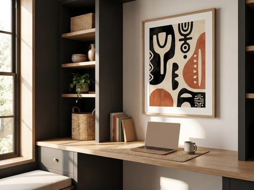 Black Kitchen Wall Art Ideas With Culture and Warmth: Home office or creative corner