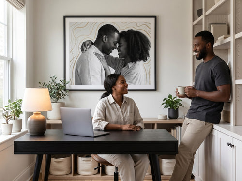 Black Love Art Gifts for Couples: Home office or creative corner