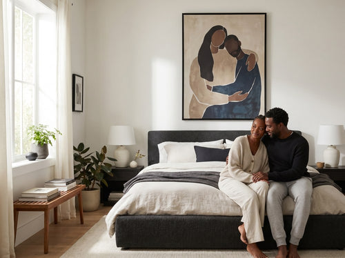 Black Love Wall Art for Bedrooms and Couples: Bedroom