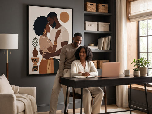 Black Love Wall Art for Bedrooms and Couples: Home office or creative corner