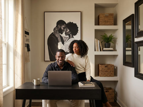 Black Love Wall Art for Couples: Home office or creative corner