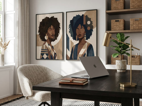 Black Women Wall Art for Bedrooms and Offices: Home office or creative corner