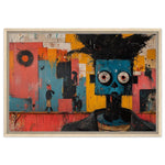 Closeup of Blue Figure Urban Art Texture and Brushwork