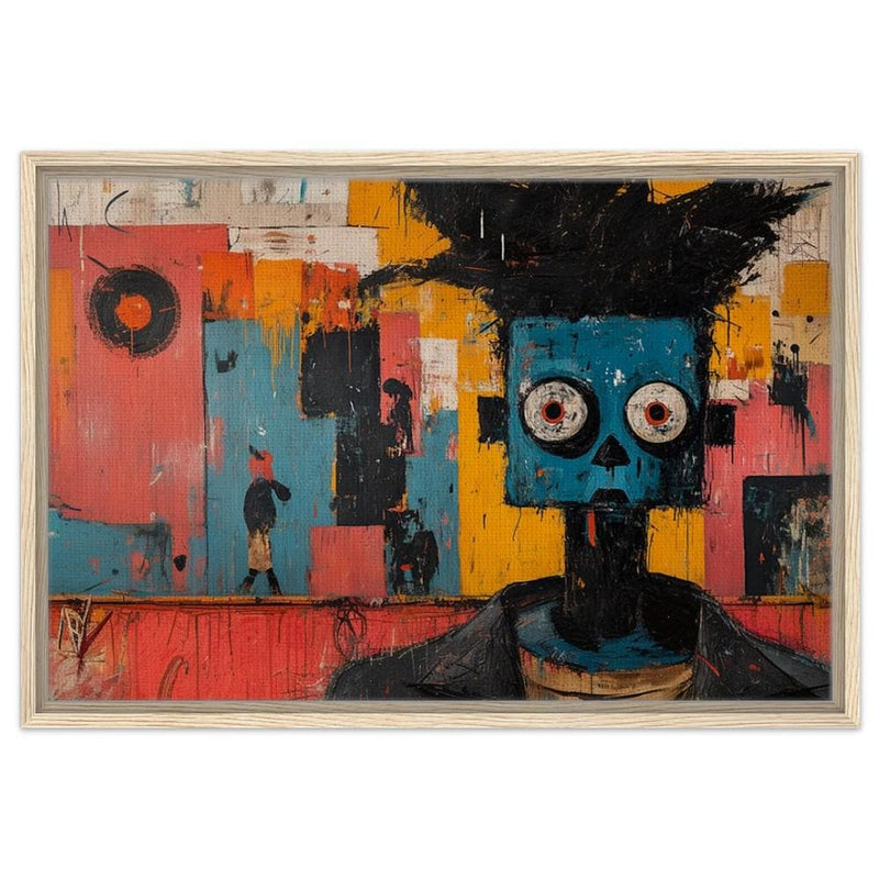 Closeup of Blue Figure Urban Art Texture and Brushwork