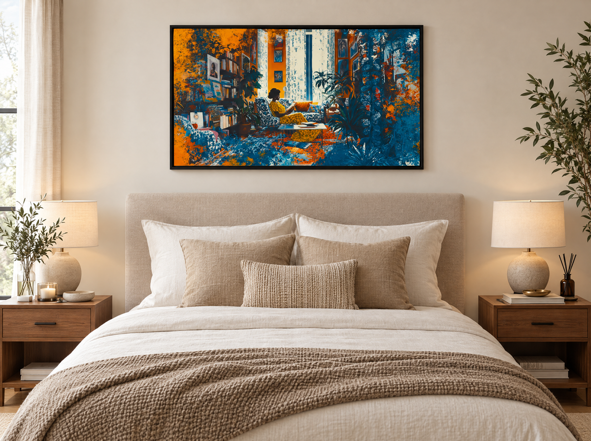Bedroom, Black Woman Reading African American Wall Art