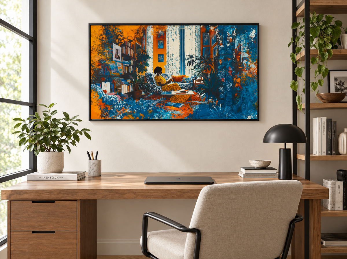 Home Office, Black Woman Reading African American Wall Art