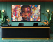 Framed Black Boy Abstract Black children wall art for home decor