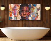 Close-up of Black Boy Abstract Black children wall art detail