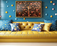 Playful giraffe in floral jungle—ideal for nursery, office, or gallery wall.