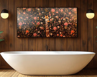 Whimsical animal canvas print featuring a giraffe and rose blossoms.