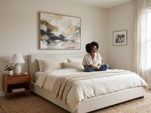How High to Hang Art Above a Sofa: Bedroom