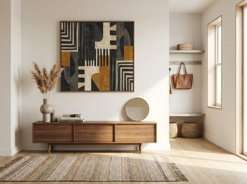How to Style Black Art in a Modern Living Room: Entryway