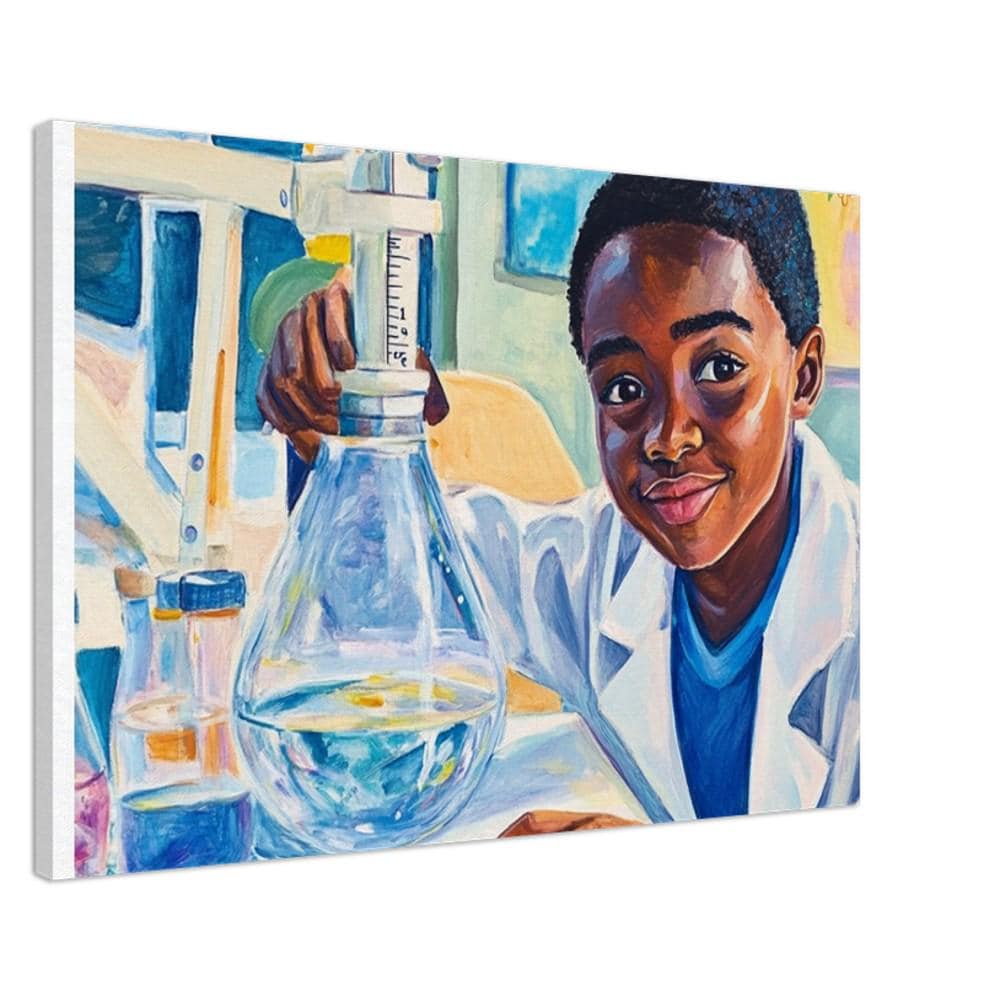 Young Black Scientist in Lab | African American Art | Inspiring Educational Canvas Print | Melanin Wall Art | Kids Room Decor