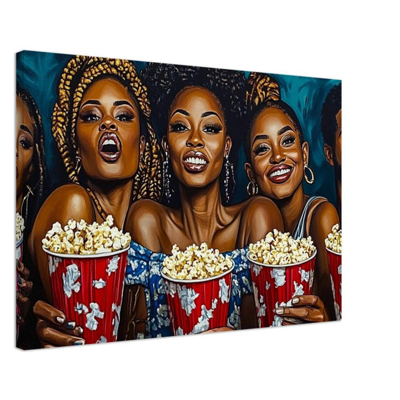 Black Friends Popcorn Night African American Wall Art