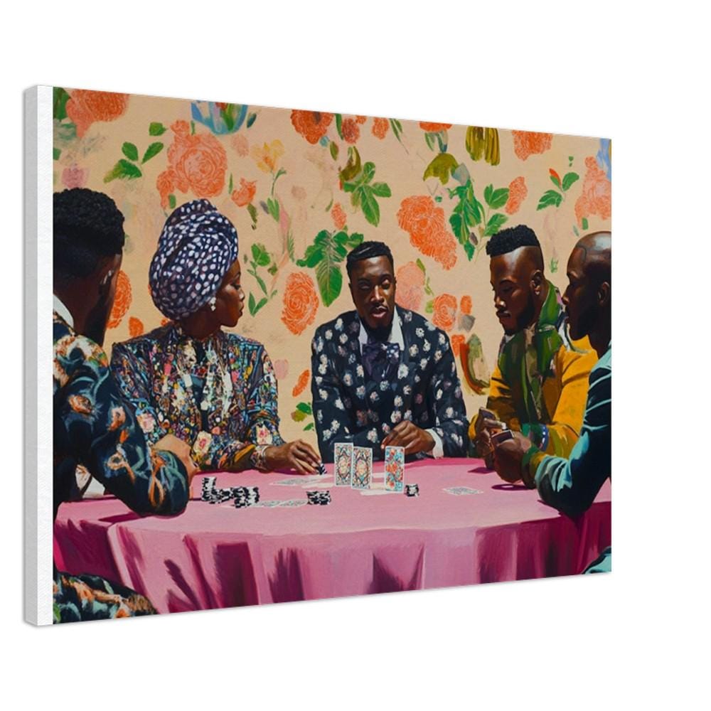 Colorful African American wall art featuring a vibrant card game design, perfect for adding personality to any space.