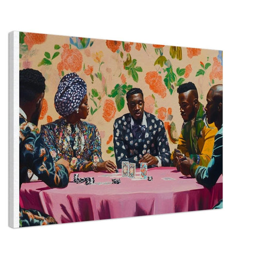 Elegant Black Professionals Playing Cards Art | African American Wall Decor | Cultural Canvas Print