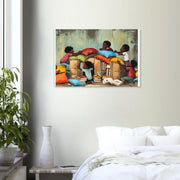 Pillow Fort Black Kids cultural wall decor print by MoomZee Artwork