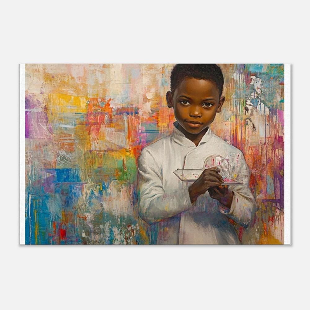 Young Black Scientist Portrait | Afrocentric Abstract Wall Art | Inspirational Art for Kids' Rooms & Educational Spaces