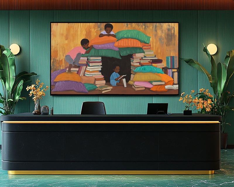 Book Fort Black Children African American Wall Art