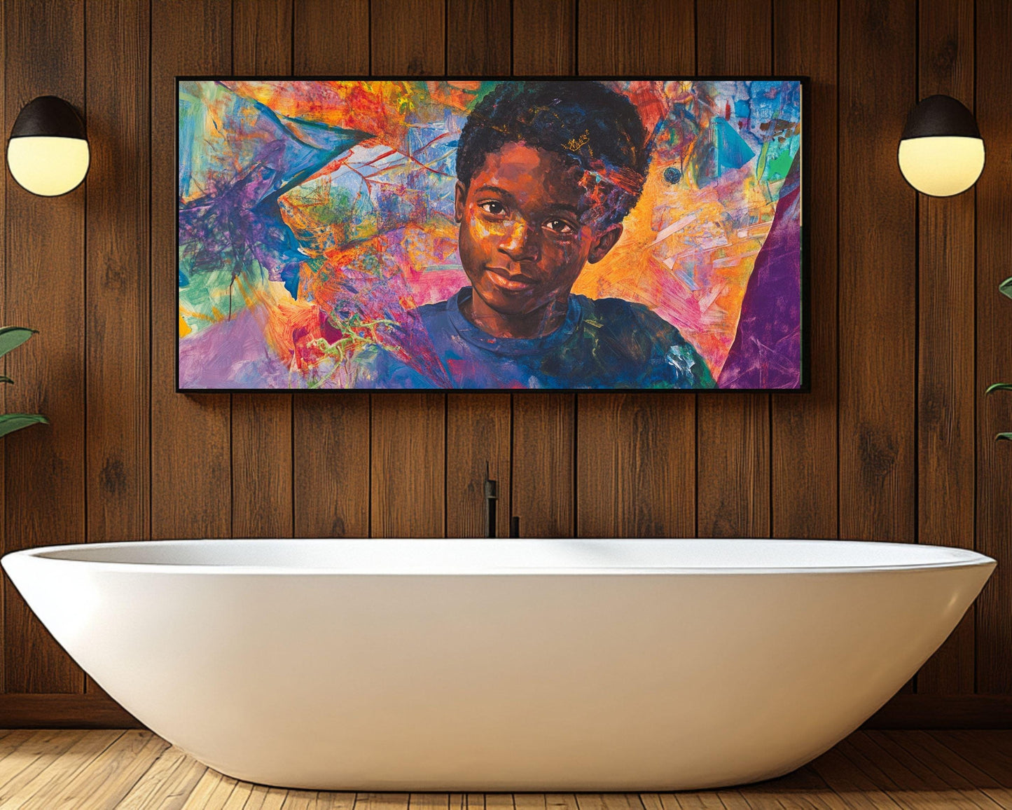 Colorful Portrait of Black Boy | Afrocentric Abstract Wall Art | Inspirational Art for Modern Homes & Creative Spaces