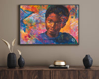 Vibrant abstract canvas art featuring bold colors, perfect as African American wall art to enhance your space.