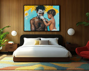 Black Father and Child cultural wall decor print by MoomZee Artwork