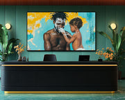 Black Father and Child Black family wall art artwork view