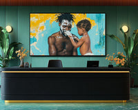 Colorful abstract design on canvas, perfect for adding vibrant energy as african american wall art.