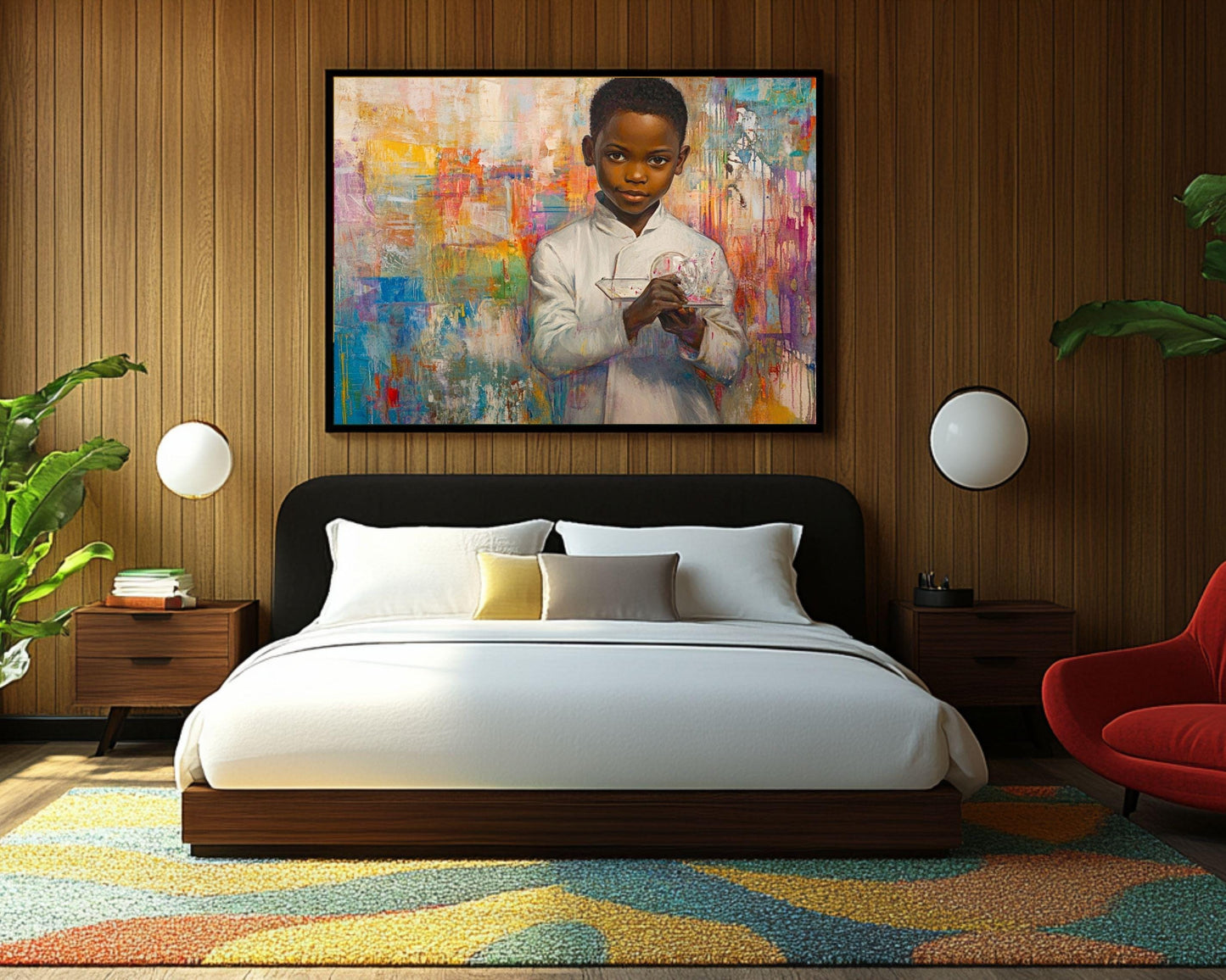 Young Black Scientist Portrait | Afrocentric Abstract Wall Art | Inspirational Art for Kids' Rooms & Educational Spaces