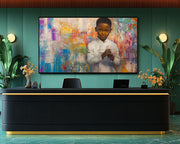 Black Young Scientist cultural wall decor print by MoomZee Artwork