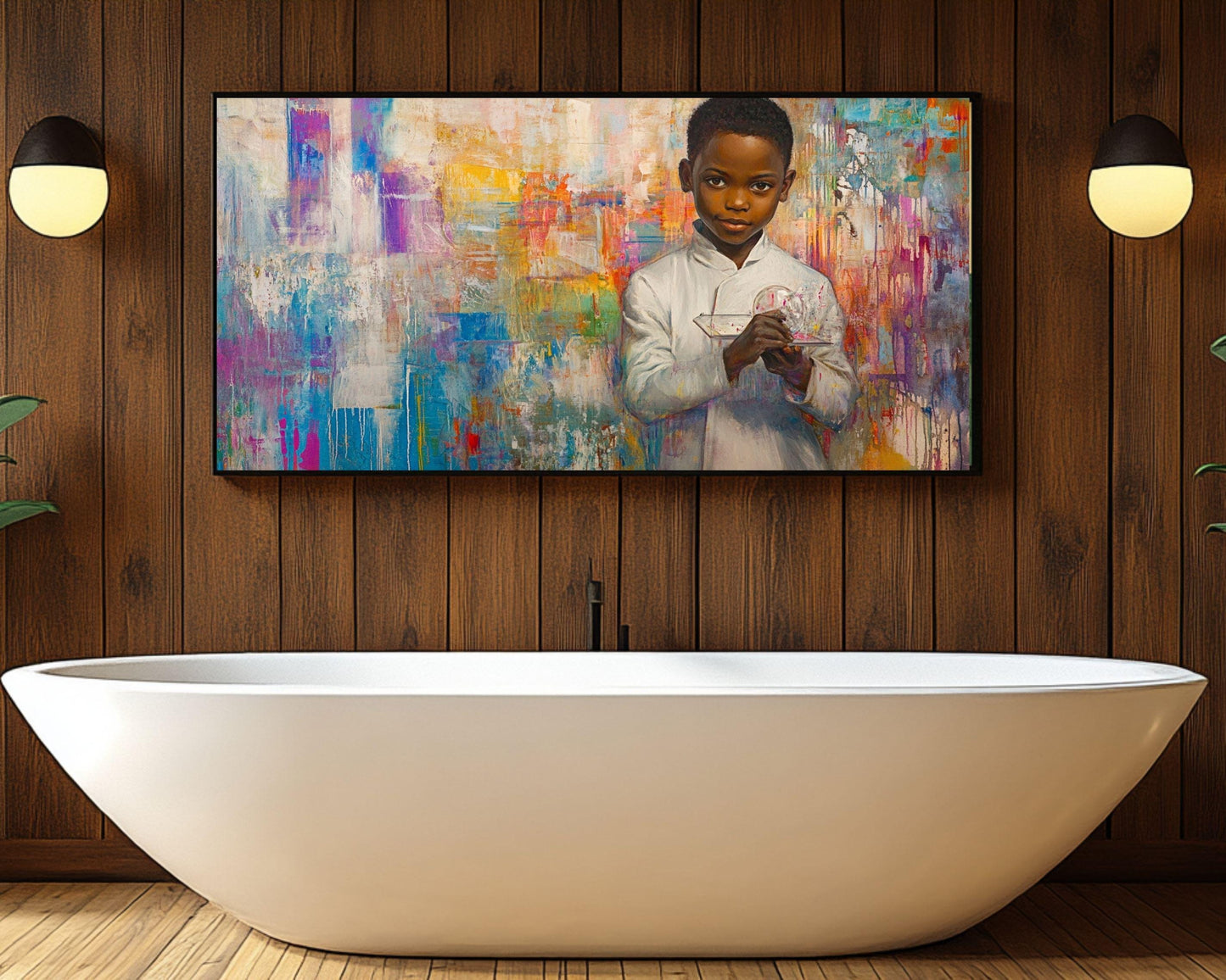 Young Black Scientist Portrait | Afrocentric Abstract Wall Art | Inspirational Art for Kids' Rooms & Educational Spaces