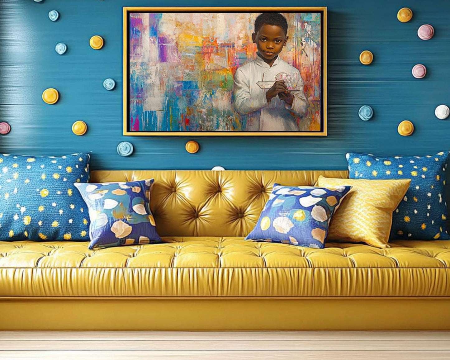 Young Black Scientist Portrait | Afrocentric Abstract Wall Art | Inspirational Art for Kids' Rooms & Educational Spaces