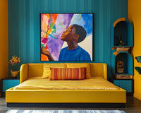 Vibrant canvas art featuring a powerful portrait, perfect as african american wall art for modern decor.