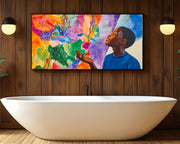 Alternate view of Imaginative Black Boy Black children wall art canvas print