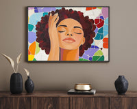 Vibrant abstract canvas art featuring colorful shapes, perfect as African American wall art for modern decor.