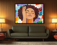 Vibrant abstract canvas art featuring bold colors, perfect as African American wall art for a modern decor look.