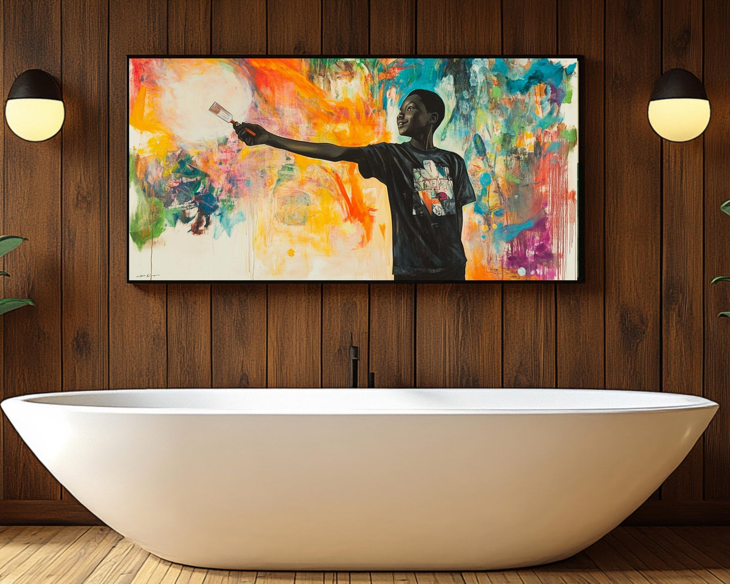 Joyful Black Boy Painting | Vibrant Abstract African American Art | Colorful Canvas Print | Melanin-Inspired Wall Decor | Uplifting Home Art