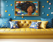 Black Woman Natural Hair cultural wall decor print by MoomZee Artwork