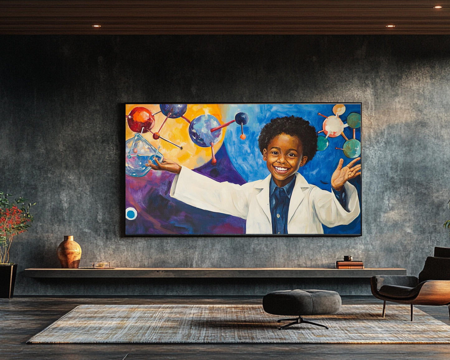 Young Black Scientist in Action | African American Art | Inspirational Canvas Print | Melanin Wall Art | Kids Room Decor