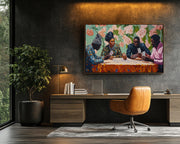Black Friends Playing Cards cultural wall decor print by MoomZee Artwork