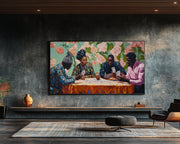 Black Friends Playing Cards African American canvas print for home decor