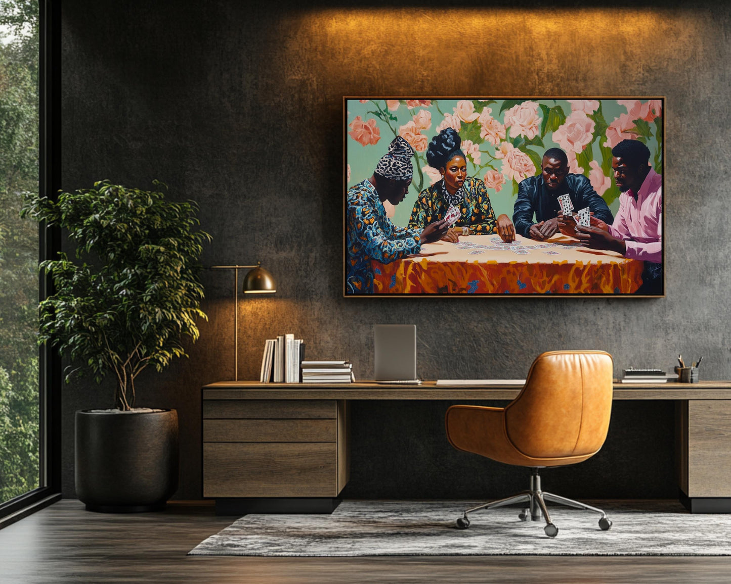 Elegant Black Professionals Playing Cards Art | African American Wall Decor | Cultural Canvas Print