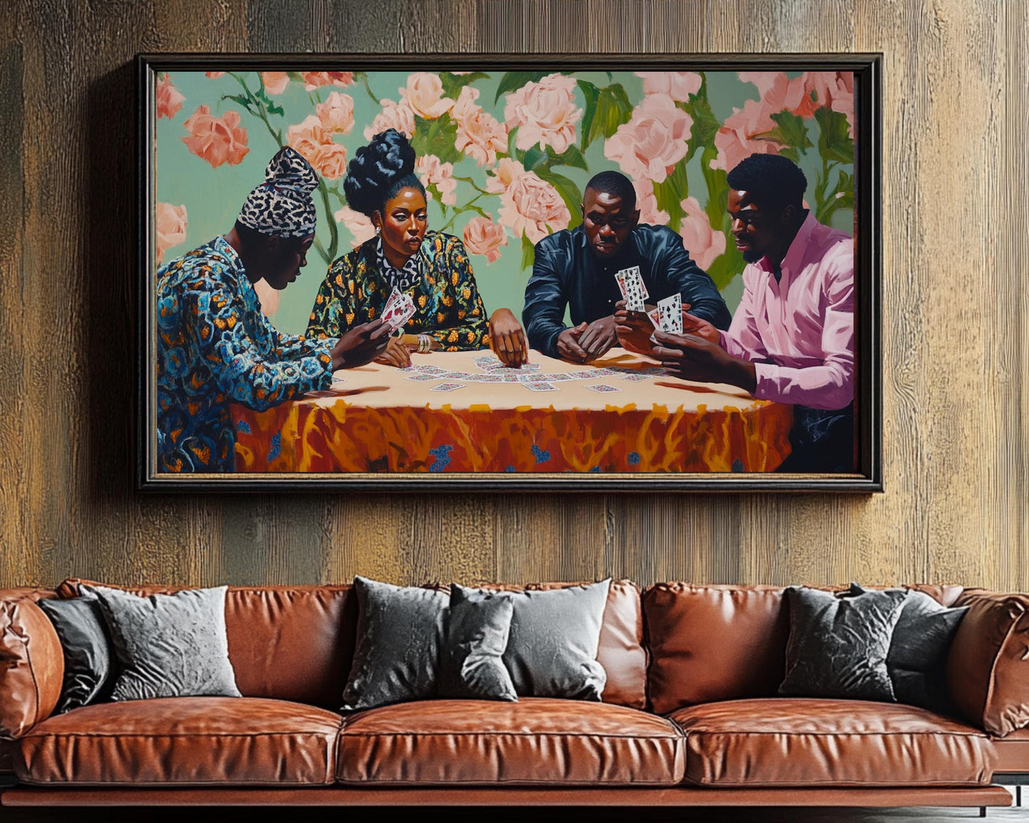 Elegant Black Professionals Playing Cards Art | African American Wall Decor | Cultural Canvas Print