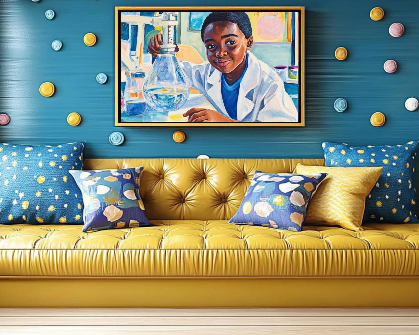 Young Black Scientist in Lab | African American Art | Inspiring Educational Canvas Print | Melanin Wall Art | Kids Room Decor