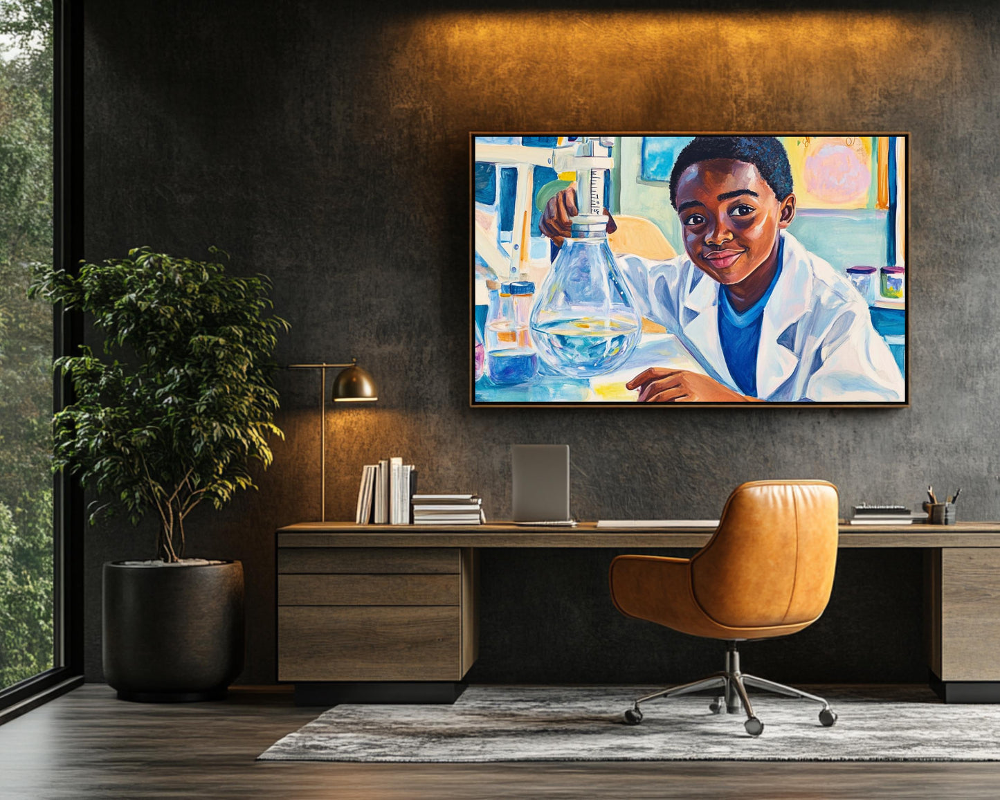 Young Black Scientist in Lab | African American Art | Inspiring Educational Canvas Print | Melanin Wall Art | Kids Room Decor