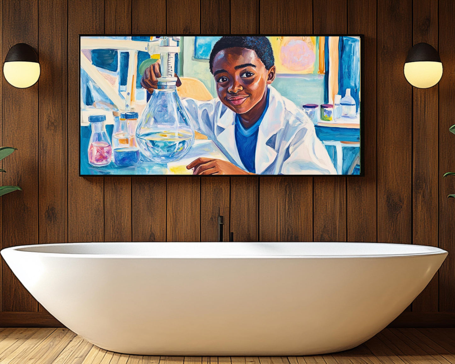 Young Black Scientist in Lab | African American Art | Inspiring Educational Canvas Print | Melanin Wall Art | Kids Room Decor