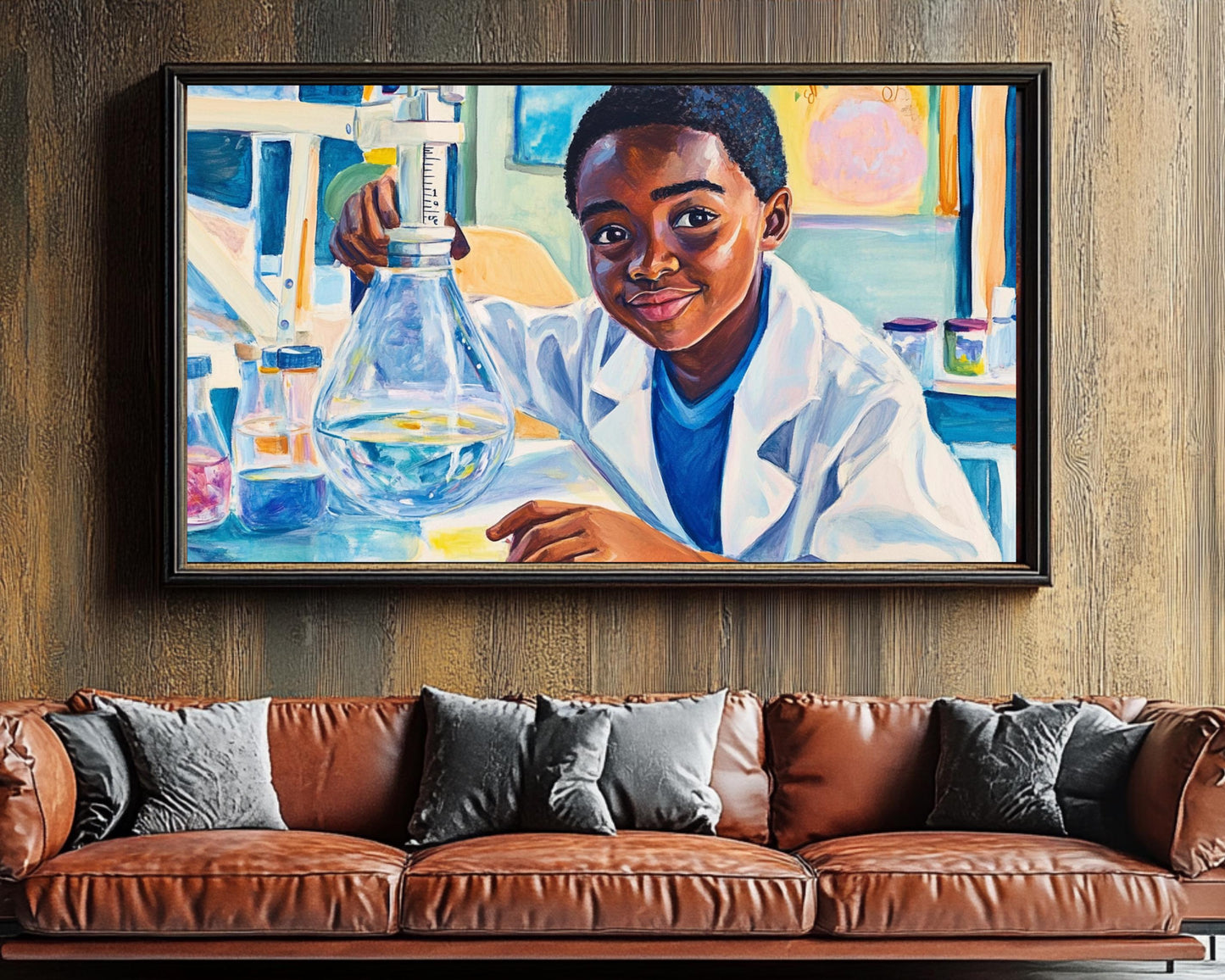 Young Black Scientist in Lab | African American Art | Inspiring Educational Canvas Print | Melanin Wall Art | Kids Room Decor