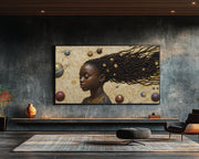Black Girl Dreaming of the Universe Black children wall art for home decor