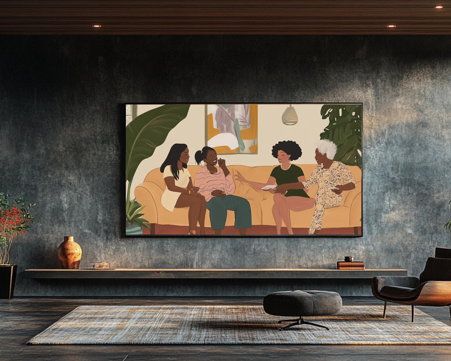 Black Family Wall Art | African American Art Print | African Wall Art | Abstract African Art for Living Room | Black Home Decor