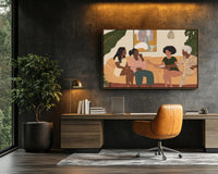 Vibrant abstract canvas art depicting African American culture, perfect for adding character to any space.